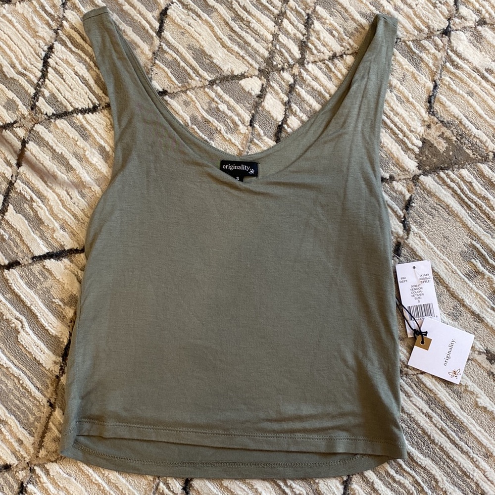 Sage Green Dry Goods Originality V-neck Tank Top